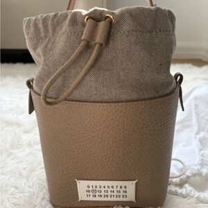 MM6 Maison Martin Margiela Tan Leather and Canvas Crossbody Bag